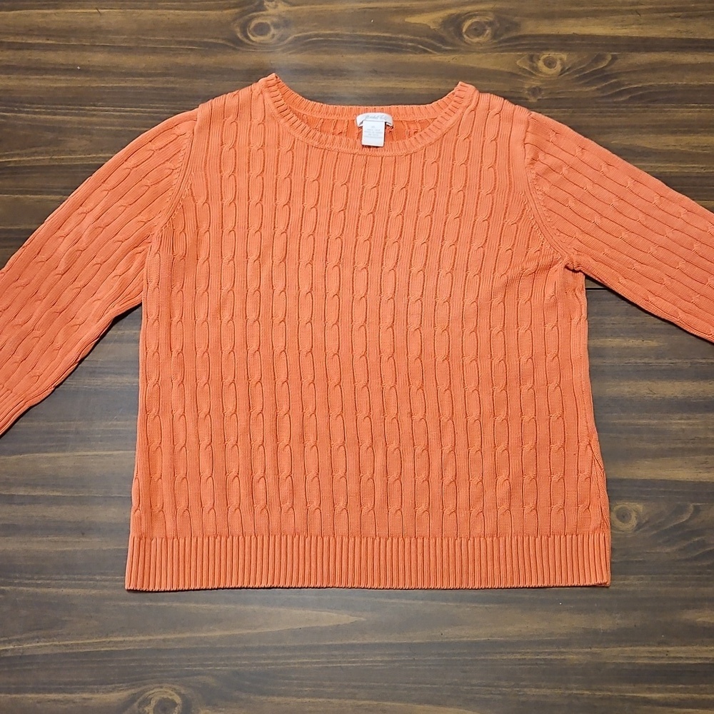 Silk Orange Cable Knit Sweater